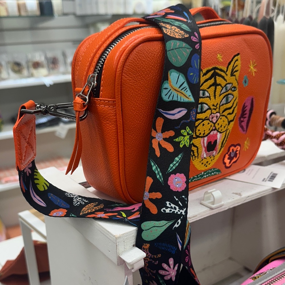 Min & Mon Orange Tiger Embroidered Crossbody Bag - Picture 2 of 6